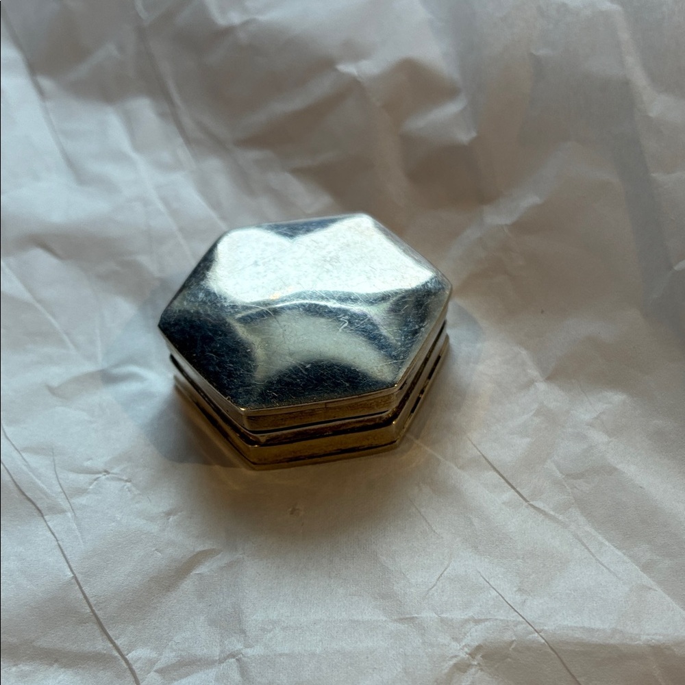 Hexagonal Sterling Silver Pill Box - image 2